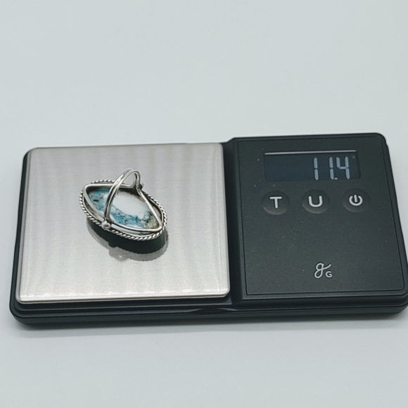 Vintage Sterling Silver Turquoise Hubbell Glass Ring - Picture 10 of 13